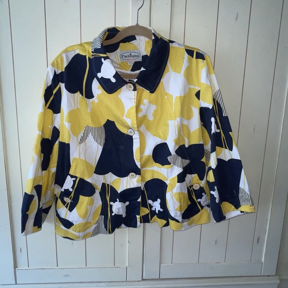Patchington Petite XL Floral Yellow Blue Florida Resort Coastal Grandma  Jacket